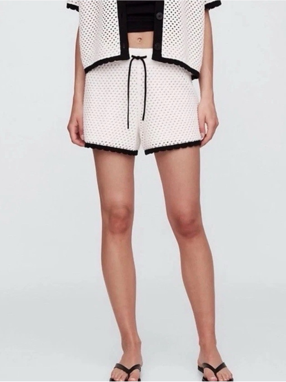 Gap CROCHET PULL ON SWEATER SHORTS Knit  Lined Off White Milk Black Large